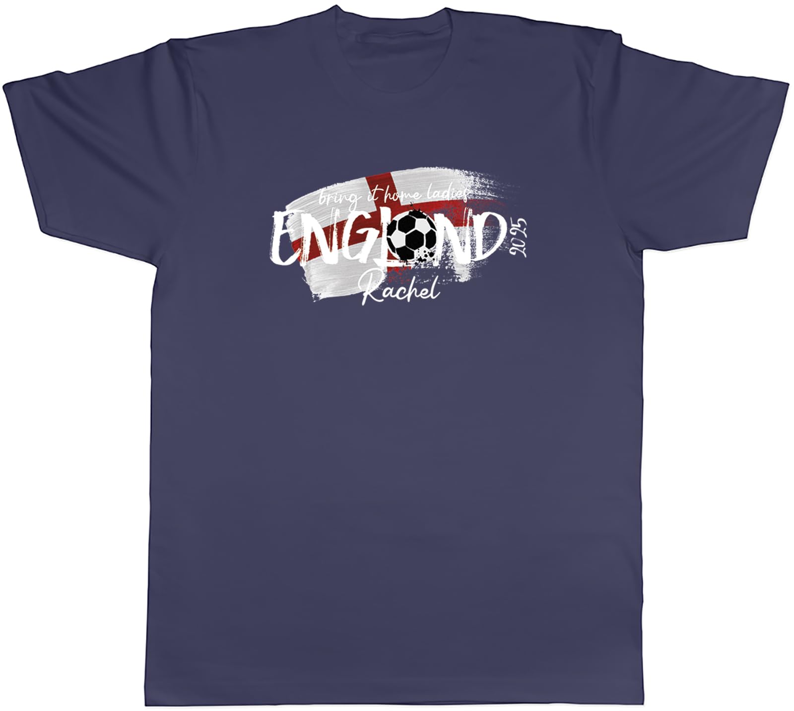 Shopagift Personalised Bring it Home England Football 2025 Mens T-Shirt Tee Navy Blue