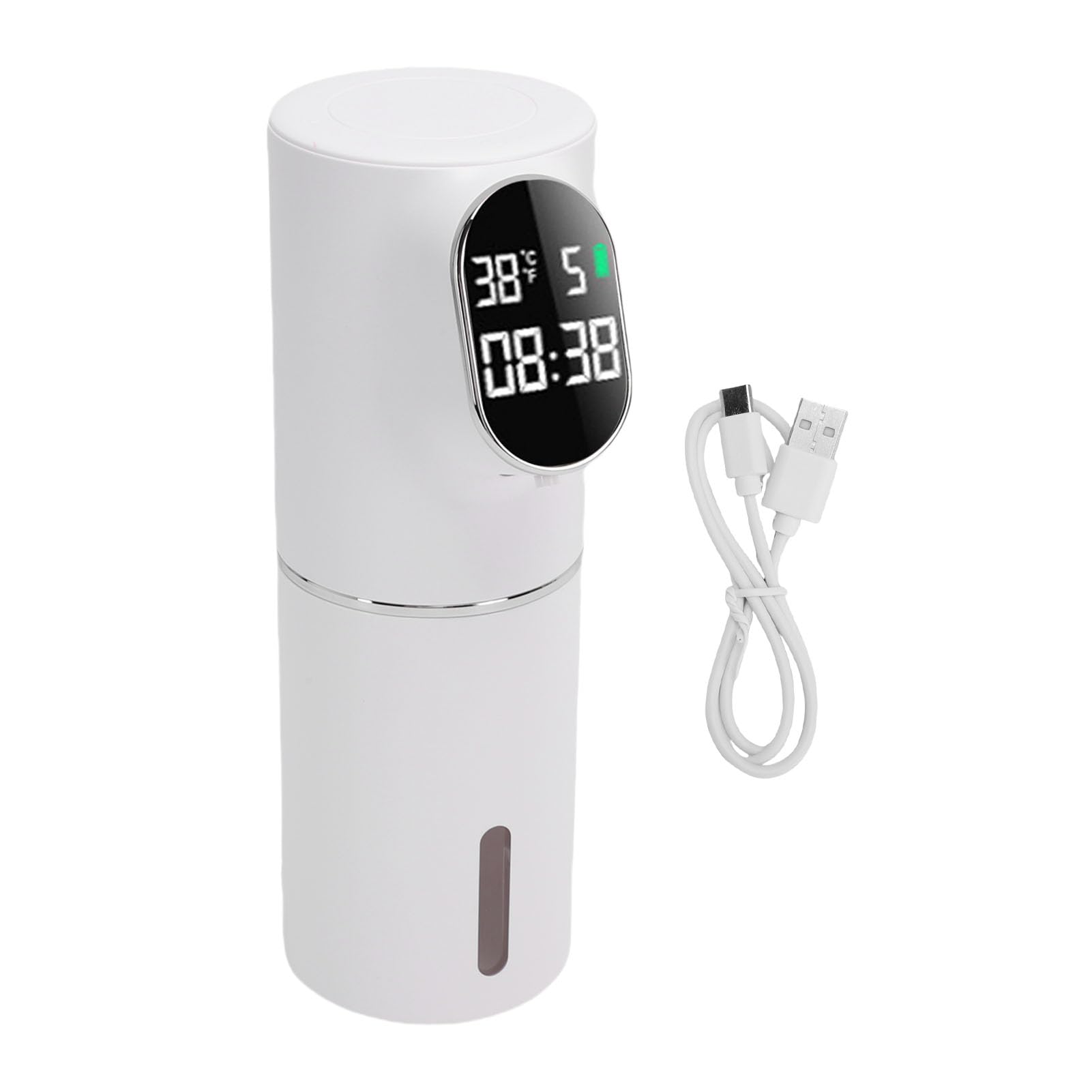 Dispensador automático de jabón espumoso, eléctrico sin Contacto, Recargable por USB, operado por Sensor para Cocina, baño, Material ABS, Capacidad de 320ml, tamaño 211x70mm (Blanca)