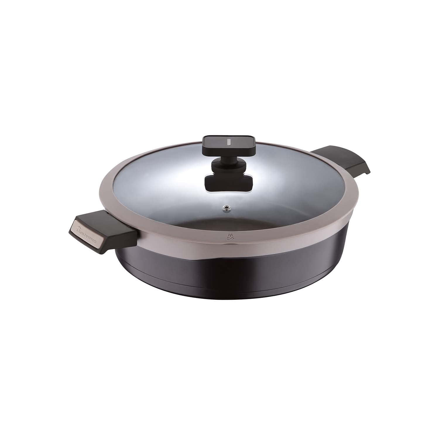 BERGNER Gastro Non-Stick Kadai with Glass Lid 30cm, Induction Base