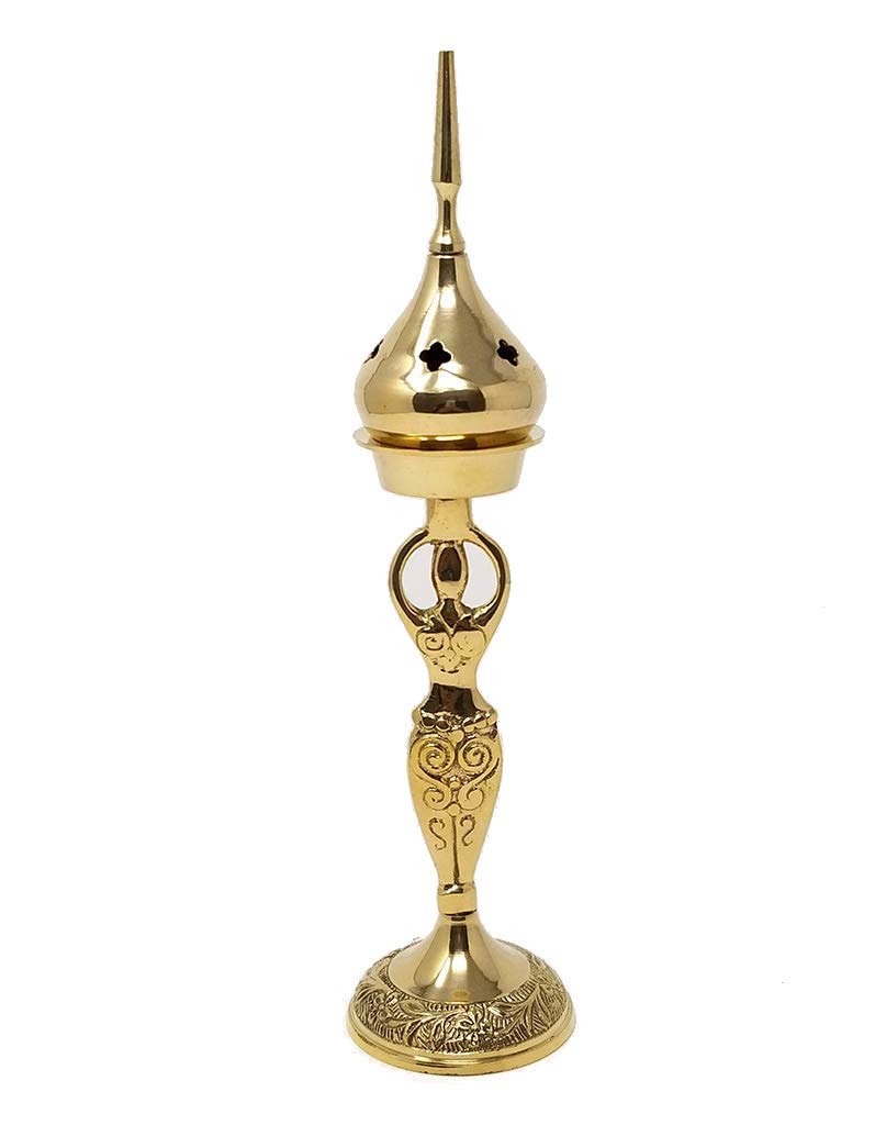 CircuitOffice9" Goddess Brass Incense Burner, Buring Cone Or Granular