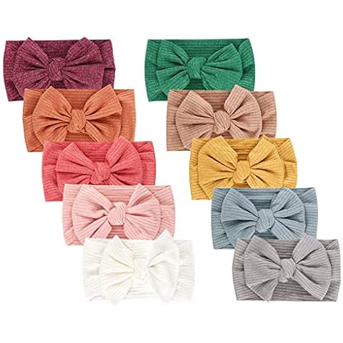 DRESHOW 10 Stück Baby Haarband Baby Stirnbänder Baby Mädchen Nylon Stirnband Neugeborene Kleinkinder Haarbänder und Bögen Kinder Haarschmuck Cover