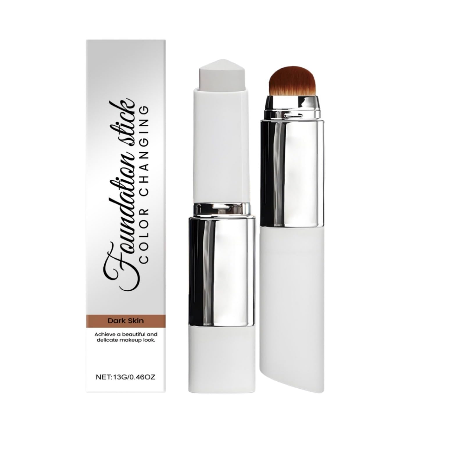 Foundation Stick, 2-in-1, selbstanpassend, deckt Unvollkommenheiten ab, feuchtigkeitsspendend und leicht, mit integriertem Pinsel, langer Halt, wasserfest, natürliches Finish für alle Hauttypen