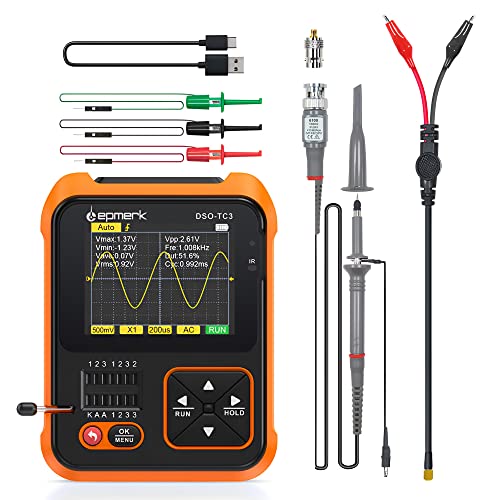 Lepmerk 3In1 Digital Handheld Oscilloscope Transistor Tester Function Signal Generator Meter 2.4Inch Tft Display 10Ms/S Sample Rate 500Khz Bandwidth Oscillometer #TOP27