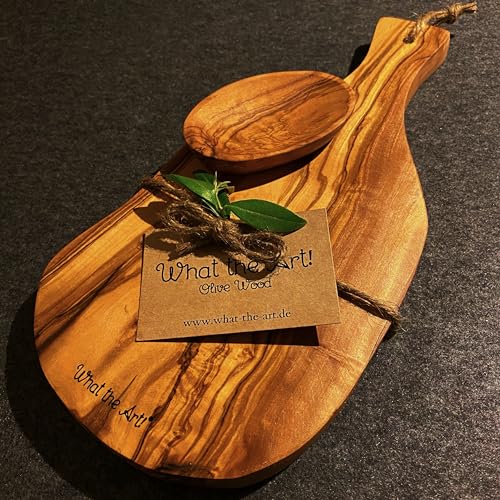 Olive Wood «Serrano» Gr. M | Olivenholz Schneidebrett inkl. Dip-Schälchen