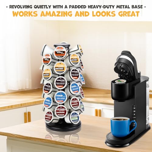K Cup Holders k Cup Holder K Cups Holder,K Cup Carousel, Coffee Pods Storage Organizer Stand,Comes All in One Piece,No Assembly Required,1 Count(Capacity of 40 Pods, Black)