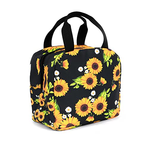 Minicoco Insulated Lunch Bags for Women, Insulated Cooler Bag for Men Kids Girls Ladies, Water-Resistant Thermal Leak-Proof Lunch Bag for Work, School, Picnic, Sunflower