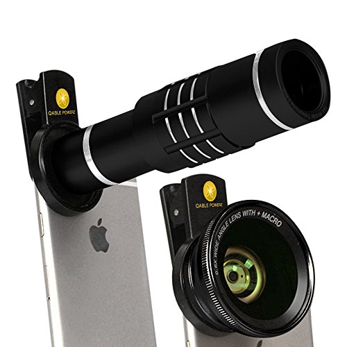 Superior 3-in-1 Clip-on Cell Phone Camera Lens 18X Telephoto Lens + 0.6X Wide Angle Lens + 15X Macro Lens for iPhone, HTC Google OnePlus (Black)