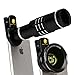 Superior 3-in-1 Clip-on Cell Phone Camera Lens 18X Telephoto Lens + 0.6X Wide Angle Lens + 15X Macro Lens for iPhone, HTC Google OnePlus (Black)