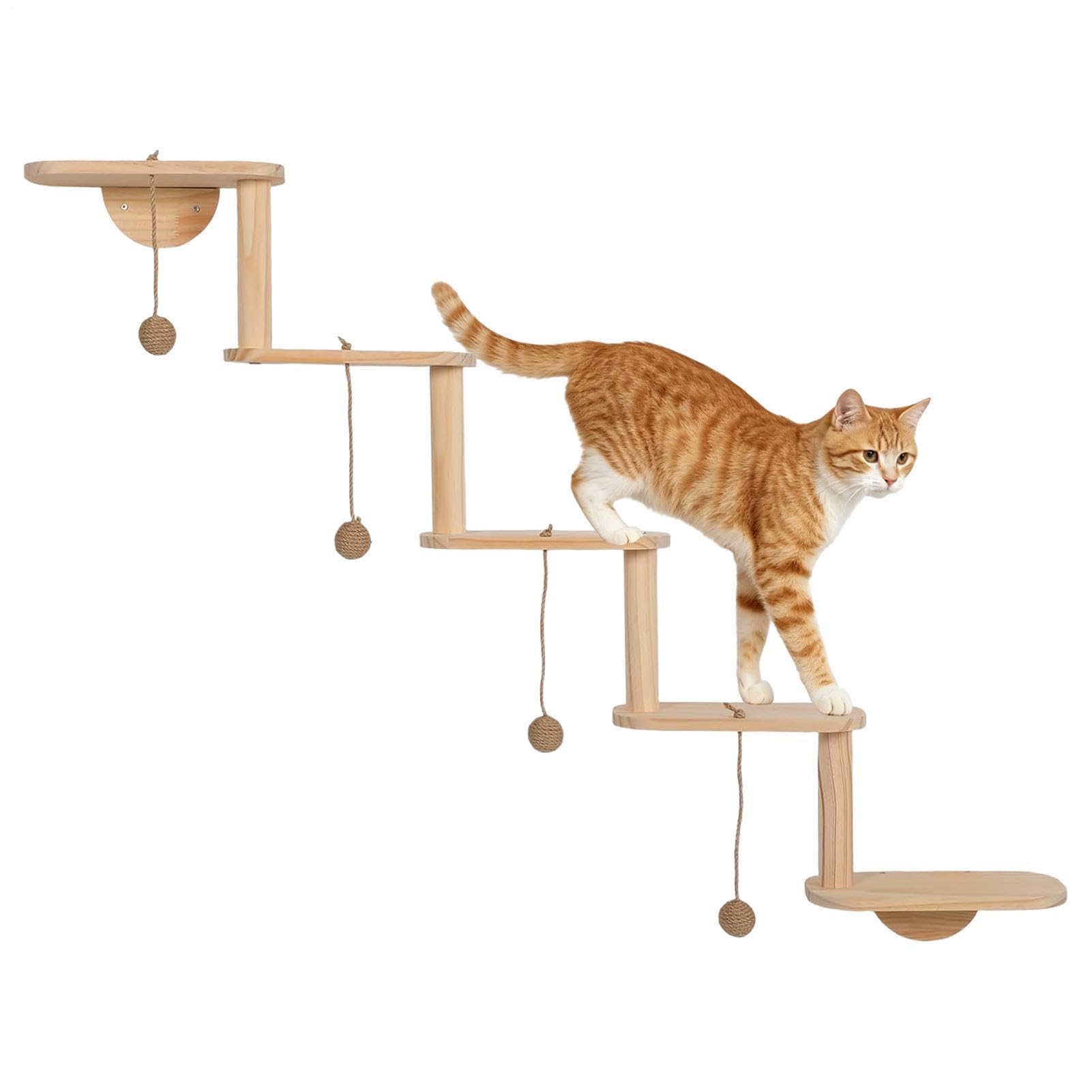 Katzenstufen zum Anbringen an der Wand Ruhebett und Kratzspielzeug aus Holz