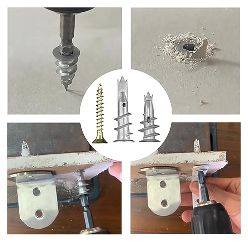 Lemiyoo 70 Pcs Plasterboard Fixings Heavy Duty,Metal Wall Plugs And Screws,Self Drill Drywall Fixings Set,Cavity Raw Plugs,Dry Wall Anchor For Plaster Boards,Composite Boards,Wooden Boards - Image 4