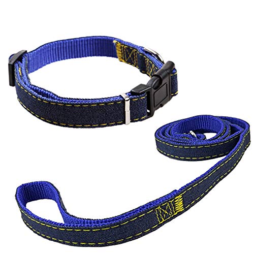 Newtensina Mode Collier et Laisse de Chien Set Denim Chiffon Collier de Chiot avec Laisses pour Chiens Cover