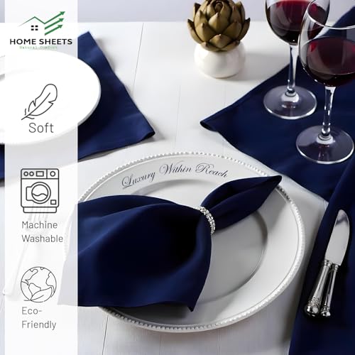 Image of 100% Cotton Dinner Napkins 12x12 Inch, Soft & Durable, Reusable Cloth Napkins for Dining, Events, and Everyday Use (Navy Blue, Set of 25 (12x12))