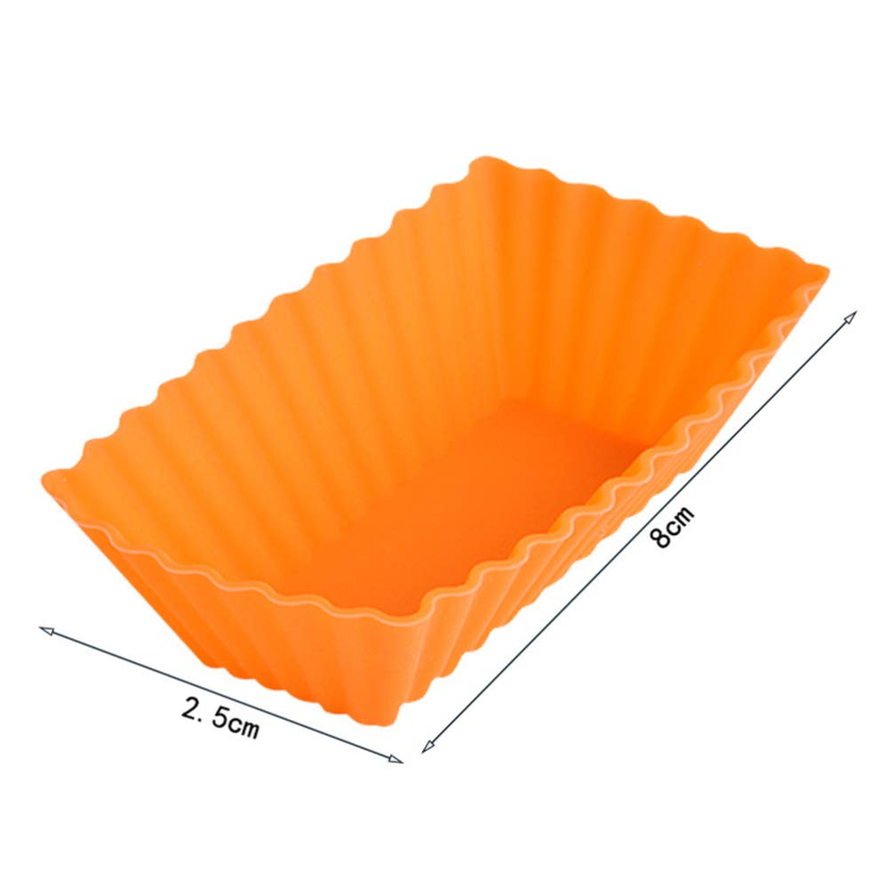 Lurrose Rectangular Silicone Baking Cups, Silicone Cupcake Molds Muffin Molds Silicone Cupcake Liners Cupcake Baking Molds for Muffin Chocolate Bread 12pcs (Random Color) - Image 3