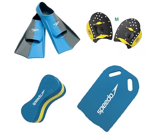 Kit Natação Speedo Nadadeira Dual Swim Fin + Palmar Power + Flutuador e Prancha Swim (Nad 42/43 Pal