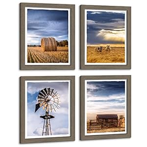 Framed Farm Wall Art Bathroom: 4 Piece Bedroom Sunset Country Landscape Picture Living Room Windmill Barn Print Straw Bales Painting Small Vertical Farmhouse Animal Goat Artwork Decor Framed Farm Wall Art Bathroom 4 Piece Bedroom Sunset Country Landscape Picture Living Room Windmill Barn Print Straw Bales Painting Small Vertical Farmhouse Animal Goat Artwork Decor