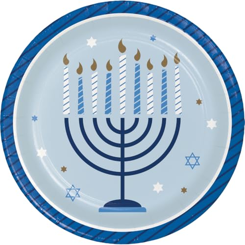 Trendware Hanukkah Celebration Dessert Plates, 24 Count