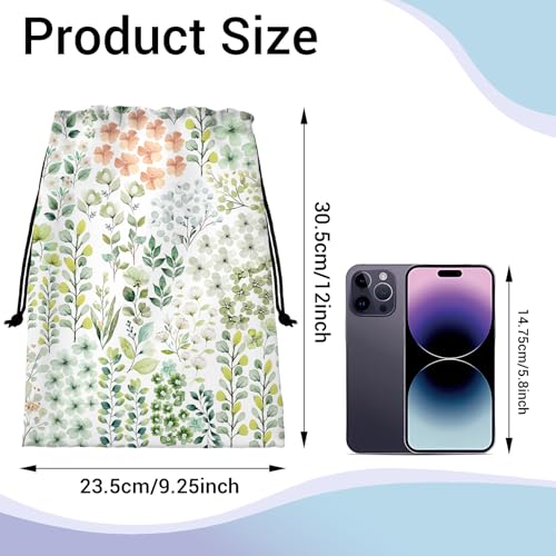 Image of Green Leaves Gymnastics Grip Bag Waterproof Gymnastics Pouch String Bag for Gym Sports Storage
