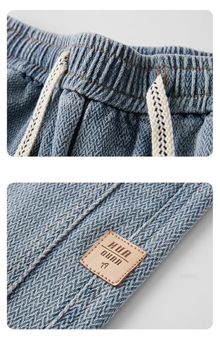 Men Starry Sky Texture Fabric Jeans Baggy Wide Leg Denim Pants Elastic Waist Trousers Light Blue 4XL3