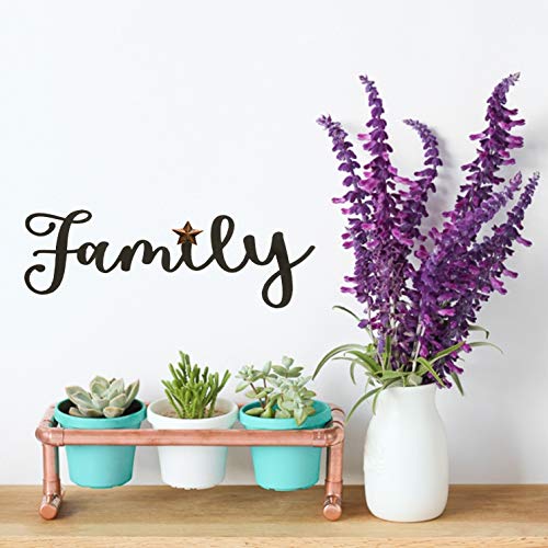 Decorative Metal Sign For Your Home, Family Black Metal Wall Hanger Art 14 W X 5.5 H Inches - Home Accent Decor- Modern Rustic Vintage Farmhouse Style #TOP3