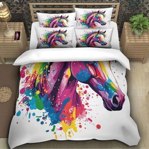 Housse de couette cheval impression 3D premium microfibre douce - 5