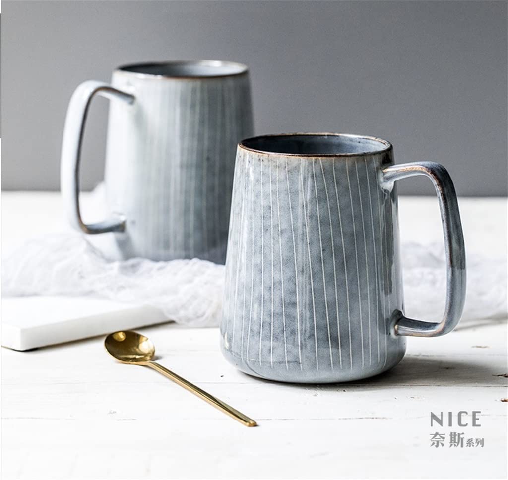 BBCBBZ 650 ml Europa Retro Kubek ceramiczny z łyżeczką Kawa Biuro Herbata Napój Drinkware Prezent dla par (D)
