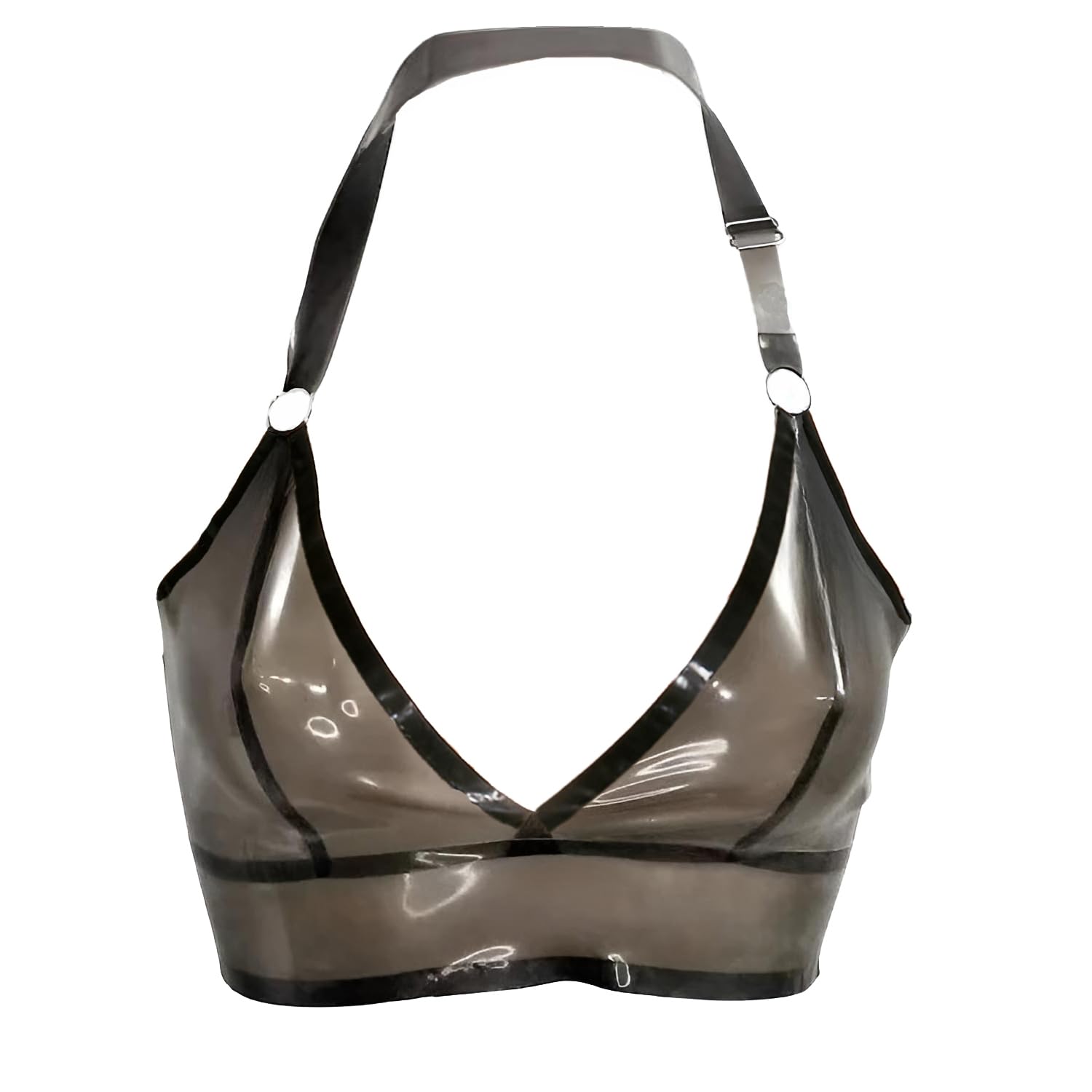 Reggiseno in Lattice Nero Trasparente,Reggiseni in Gomma Morbidi Senza Anello in Acciaio Fatto a Mano