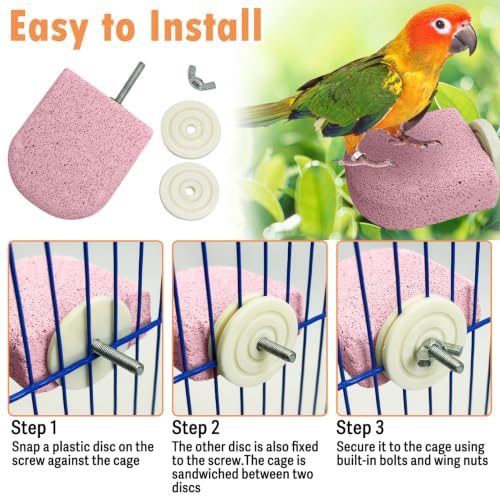 Image of PINVNBY 4 PCS Bird Perch Stands Parrot Calcium Perch Beak Grinding Stone Foot Claws Trimmer Parakeet Platform Parrot Chewing Toys for Small Medium Cockatiel Conure Lovebird Finch(Purple)