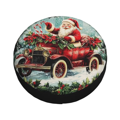 Image of Santa Claus Spare Tire Cover Winter Weatherproof Universal Wheel Protectors Christmas New Year Wheel Covers for Rv Camper Travel Trailer SUV Truck 15 Inch Holiday Xmas Decor
