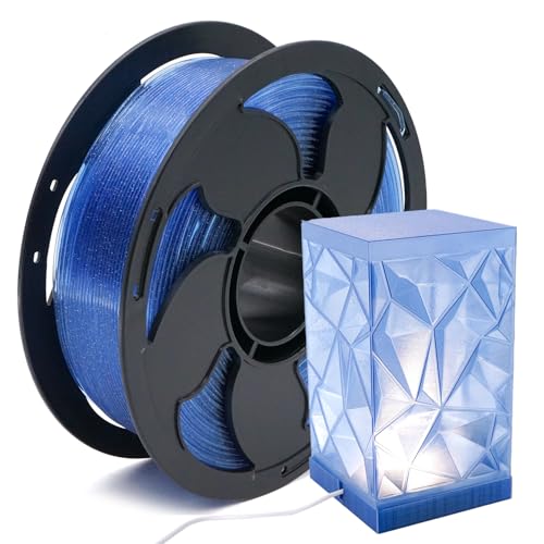 Image of Clear Sea Blue PLA 1.75mm 1kg Glittery 3D Printing Filament Transparent FDM | Beginner friendly Premium Sparkle translucent Blue PLA Basic No tangle 1kg spool 2.2lbs Smooth printing for Bambu Prusa