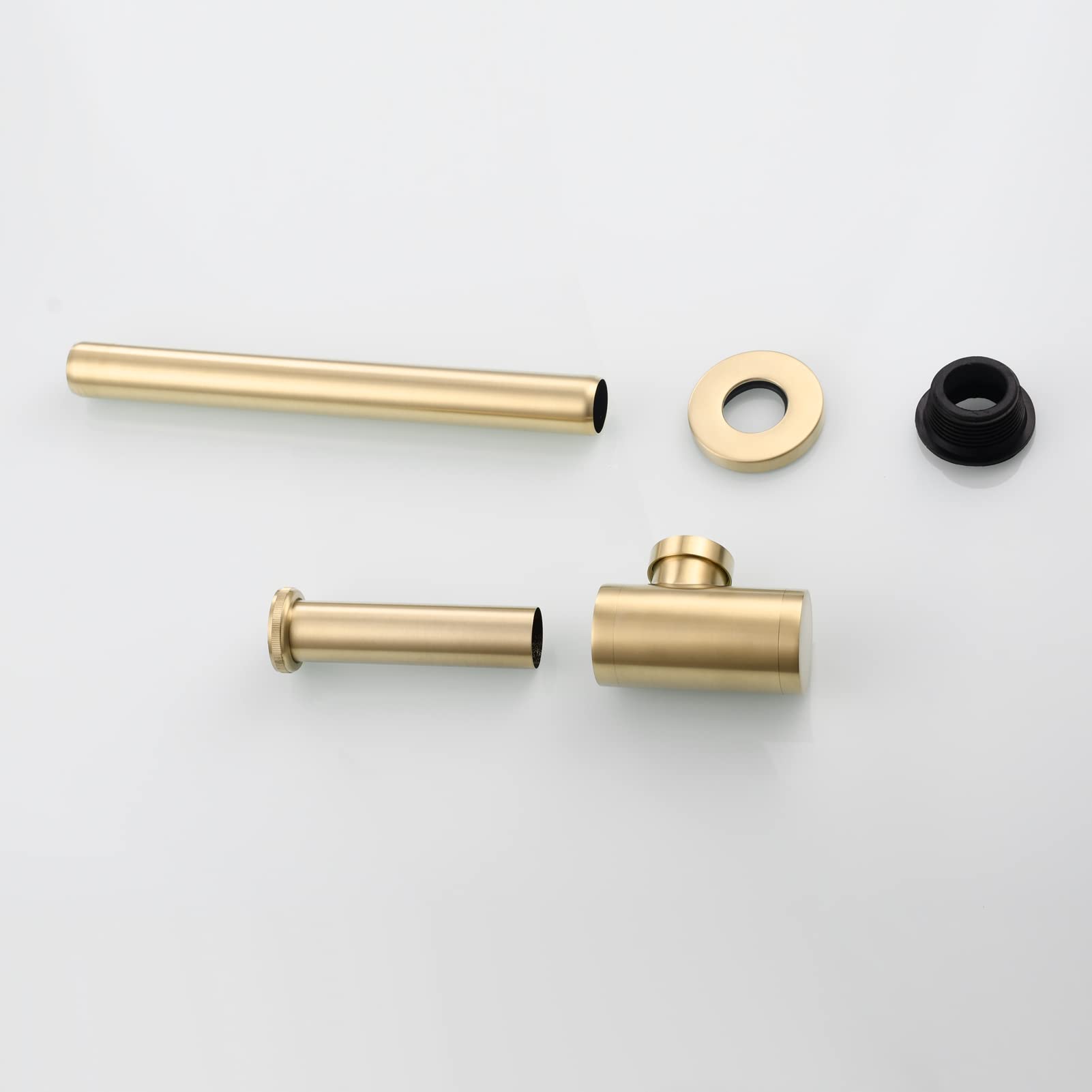 Tecmolog Oro Cepillado Sifon Lavabo Extensible 5-11 cm Laton Sifón de Diseño 1 1/4" para Fregaderos, WT07J2