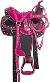 Synthetic Western Horse Saddle Barrel with All Accessories, Included Tack Set, Saddle Pad. Size 14-18 (16.5