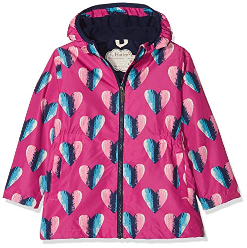 Preisvergleich Produktbild Hatley Mädchen Microfiber Rain Jackets Regenjacke, Rosa (Herzen), 4 Jahre
