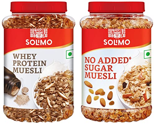 Image of Amazon Brand Solimo - Muesli with Whey 1kg & Amazon Brand Solimo - No Sugar Muesli 1kg