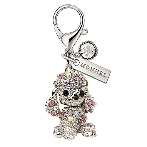 Mc39 Crystal 3D Poodle Dog Lobster Clasp Charm Pendant With Pouch Bag (Pink ,1 Piece) #TOP1