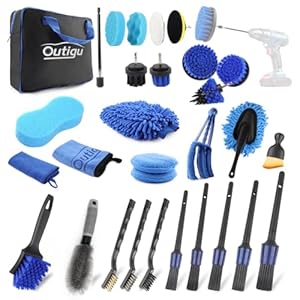 Car Cleaning Kit, 30 Piece Car Detaling Kit, Drill Brush, Auto Detail Brush Set, Car Cleaning Products for Dirty Rim Washing, Interior, Exterior, Leather, Dashboard, Vents