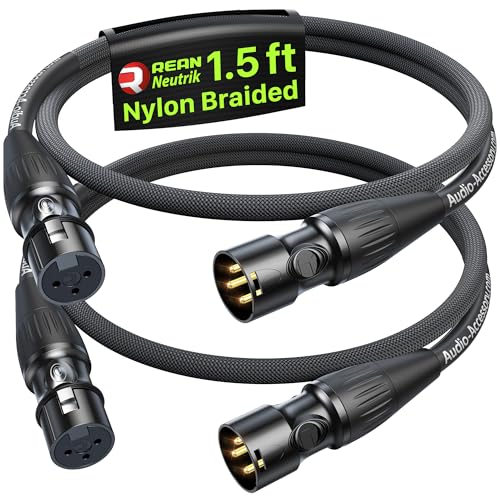 AA AUDIO ACCESSORY Short XLR Cables 1.5ft 2Pack, 21AWG Shielded Mic Cord