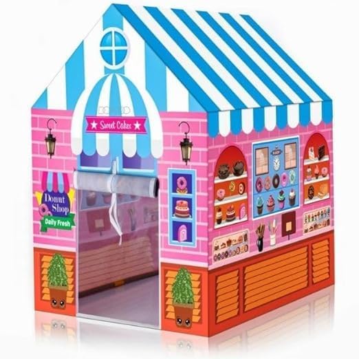 Image of Colorfull and Light Weight Children Play Tent House for 3-10 Years Old Kids Girls and Boys Light Weight and Foldable Children Toys, Indoor and Outdoor Kid Tent House (Doll) (Candy)