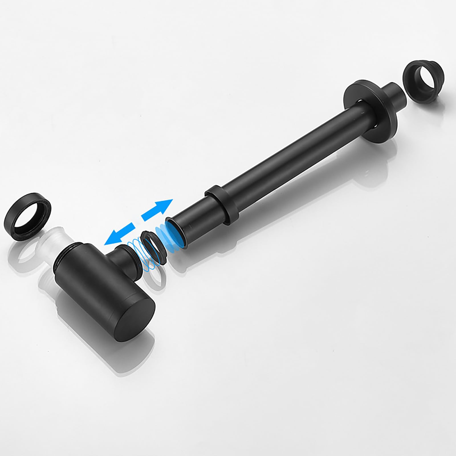 Siphon Waschbecken Mit Überlauf,Pop Up Ablaufventil,Geruchsverschluss,Verstellbares Abflussrohr,Bächlein Siphon Für Die Küchenspüle,Messingmaterial,Schwarz