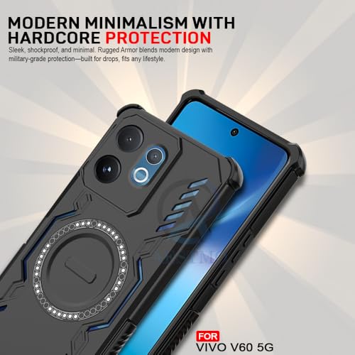 Image of AESTMO Back Case Cover for VIvo V60 / V60E / T4 Pro 5G | Magnetic Case with Built-in Metal Ring | Compatible with MagSafe Accessories | Shockproof Hybrid (PC + TPU, Black)