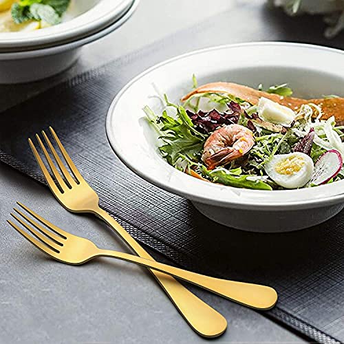Image of Gold Silverware Set, Gold Flatware Set for 4, Stainless Steel Tableware Cutlery Set, Utensil Sets for Kitchen, Forks and Spoons Silverware (Gold, Set of 15)