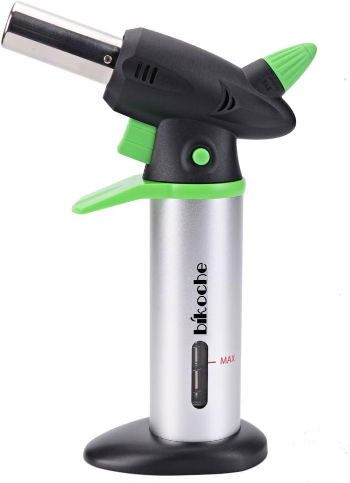 Butane Torch for Kitchen - Best Creme Brulee Torch - Professional Cooking Torch with Safety Lock and Adjustable Flame - Culinary Torch Lighters Butane Refillable with Fuel Gauge