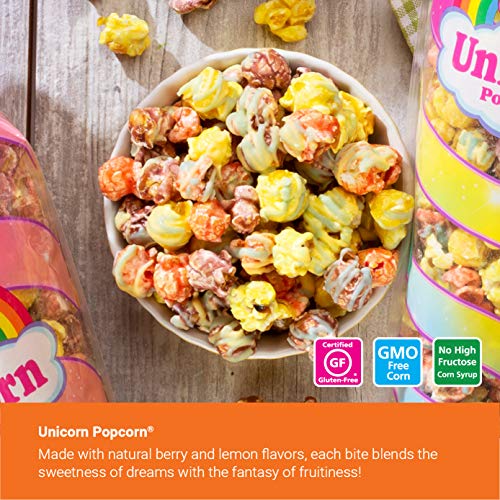 Popcornopolis Popcorn 10 Cone Snack Pack Including Natural Berry and Lemon Fruit Flavored Unicorn Popcorn, Unicorn