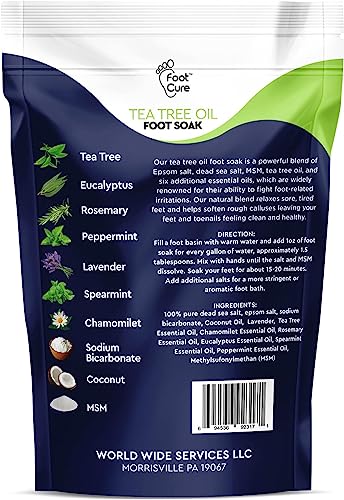 Tea Tree Oil Foot Soak with Epsom Salts for Foot Pain, Soreness, Athletes Foot - Odors Callus Remover for Feet with Extra Strength Gel & Foot Pumice Stone Set - Easy Way to Remove Hard Calluses - Thumbnail 5