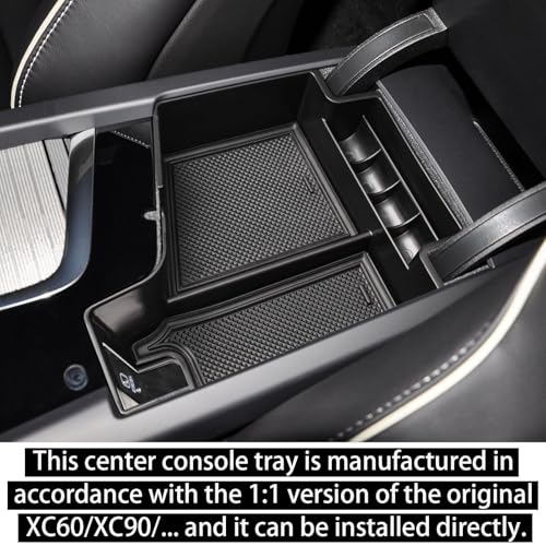 RUNROAD Center Console Organizer Tray Compatible with Volvo XC60 (2018-2025) / XC90 (2021-2024) / S90 S60 (2020-2025) V60 V90 Accessories, Insert Armrest Tray Middle Console Organizer