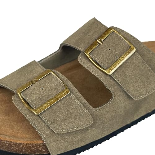 Women's Suede Cork Footed Slide Arch Support Sandals with Adjustable Double Buckle for Outdoors4
