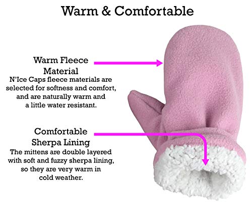 Image of N'Ice Caps Little Kids and Baby Easy-On Sherpa Lined Fleece Mittens - 2 Pair Pack