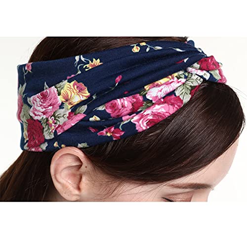 Image of DRESHOW 4 Pack Boho Headbands for Women Girls Yoga Criss Cross Knot Hairbands Vintage Flower Headwraps