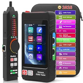 Multifunction RJ45 Network Cable Tester with 4" IPS Touch Screen, POE++ Detection, and Cable Length Measurement
