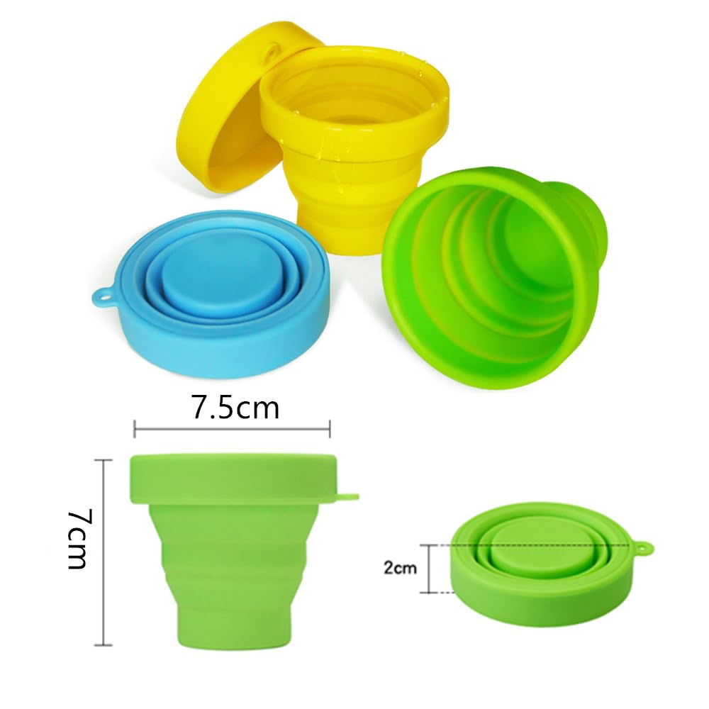 4 bicchieri pieghevoli in silicone, da viaggio, portatili, per acqua, campeggio, viaggi (170 ml)
