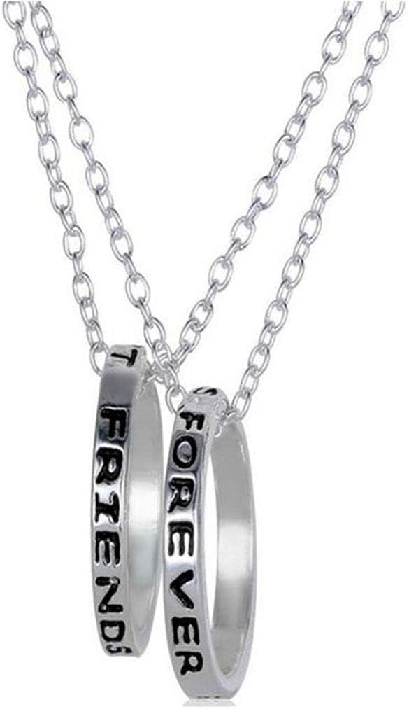 JewelleryJoy2 piece Friendship Necklace Two Rings Silver Plated Best Friend Forever Gift